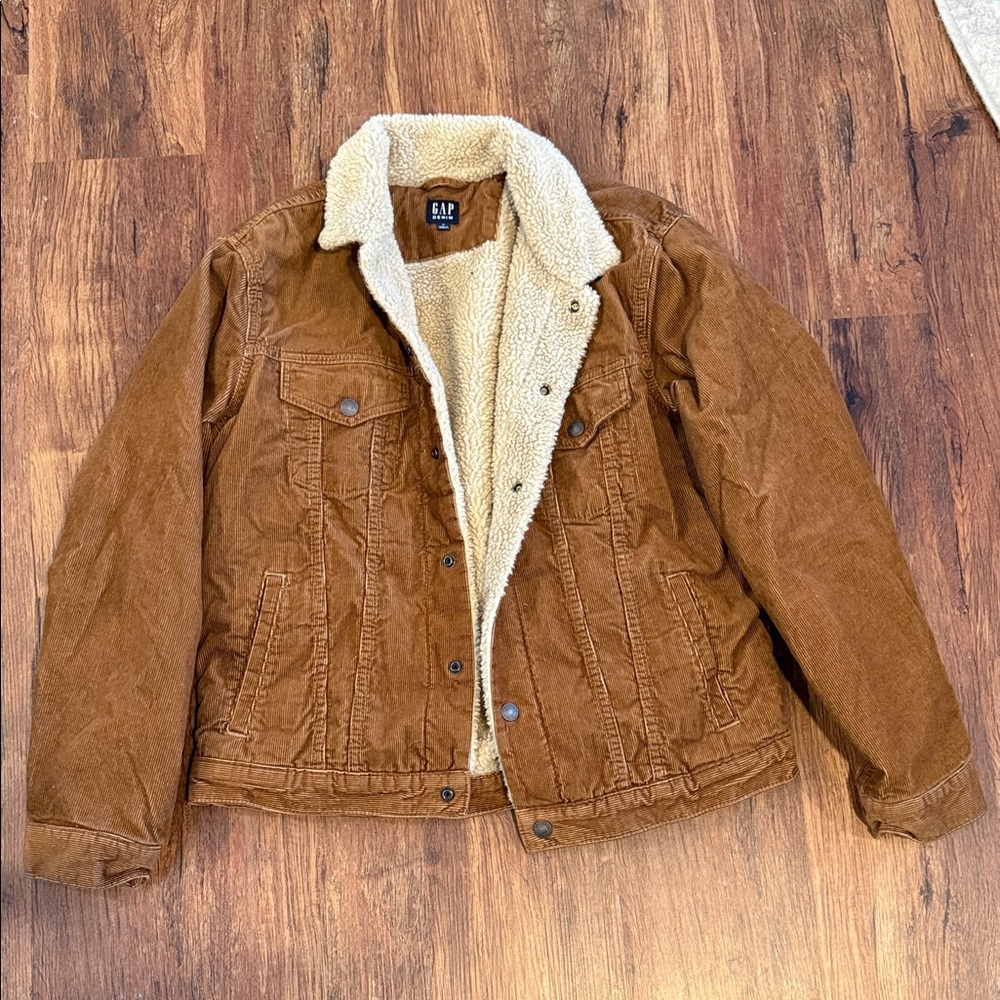GAP Tan Corduroy Jacket with Sherpa Lining